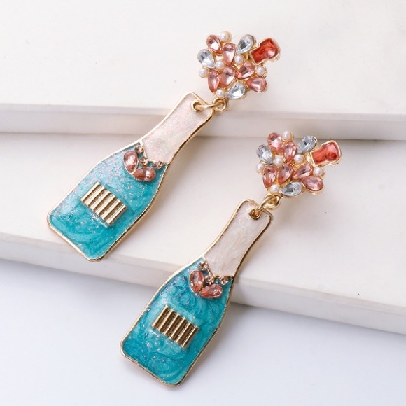 Smell the Flowers Blue Dangling Earrings - Picture 2 of 4